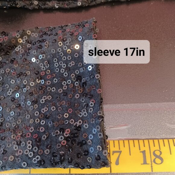 Maia Dress Womens Sz 4 Black Sequins Skater Short 3/4 Sleeve Cocktail Party Prom - Picture 7 of 14